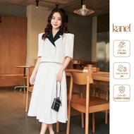 Kanel S1613 pleated skirt set with short sleeve blazer for women, croptop vest with skirt