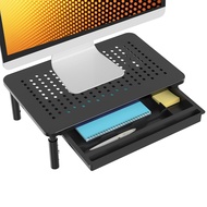 Ermutek Three-Stage Lifting Desktop Screen Elevated Rack/Multifunctional Storage Rack/Drawer Design/