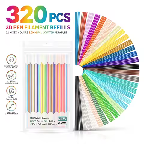 320/160PCS 32 Colors 3D Pen Filament Refills Compatible with 3Doodler Start+ 2.5mm 3D Printer Doodle