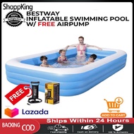 Bestway Inflatable Swimming Pool FREE Airpump | Inflatable Swimming Pool for Kids and Family Size | 2.01 m x 1.50m x 51 cm / 6’11” x 52” x 18”| 2.62 m x 1.75 m x 51 cm / 8’7” x 69” x 20”| 3.05 m x 1.83 m x 56 cm / 10ft x 6ft x 1.83ft