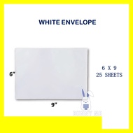 WHITE ENVELOPES 6 X 9 (25'S PER PACK ) NO WINDOW / SAMPUL SURAT 6 X 9