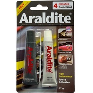 Araldite 4 Minute Rapid Steel Glue 57g (2x28.5g) Black Multipurpose Glue