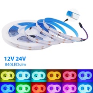 4Pin แถบไฟไฟ LED ข้าวโพด RGB PCB 10มม. 12V 24V DC 576 840 LEDs/M แถบเทปเชิงเส้นสีสันสดใสมีความยืดหยุ