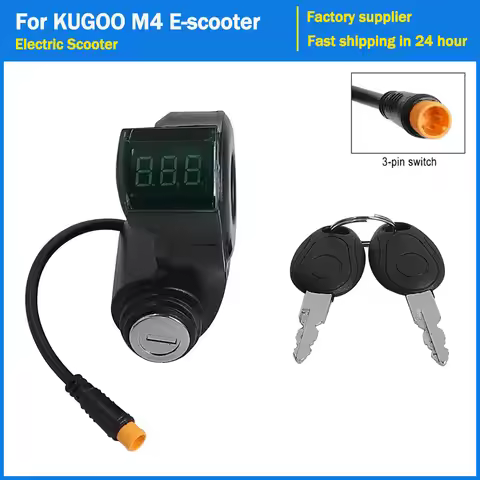 E-Bike 3Pin Lgnition Lock Key Thumb Throttle for KUGOO M4 XiaoMi M365 Voltmeter Digital Voltage Disp