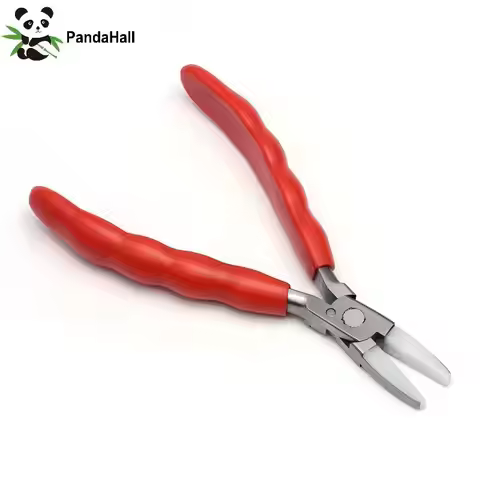 PandaHall Carbon Steel Nylon Jaw Pliers Flat Nose Pliers with Snipe Covers Jewelry Making Tools 160x