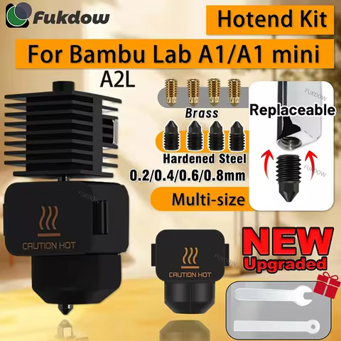For Bambu Lab A1 Mini A2L Hotend Kit 0.2/0.4/0.6/0.8MM Nozzle Hardened Steel For Bambu Lab A1 Nozzle