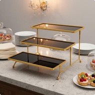 [kwbyle] 3 Tier Dessert Display Stand Glass Shelves 3 Tier Cake Stand Gold Finish Tiered Dessert Dis
