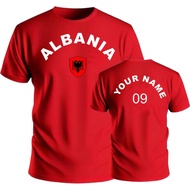 2025 Personalise Albania Football Tshirt Soccer Fans Sports Costume Flag Badge Gift
