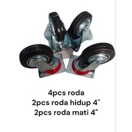 Roda karet 4" roda etalase 1 set 4 pcs roda gerobag 4inch