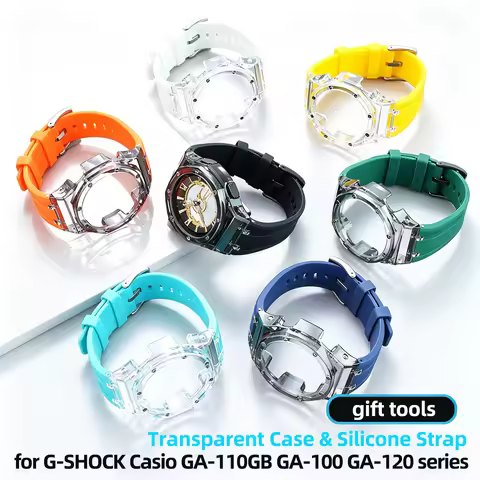 Transparent Watch Case & Strap Replacement Set For Casio G-Shock GA100 GA110 GA120 GA140 GD100 GD110