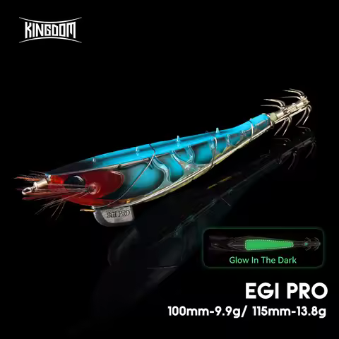 Kingdom Steel Wire Squid Jig 100/115mm Luminous Wood Shrimp Deep Sea Sinking Egi Artificial Bait For