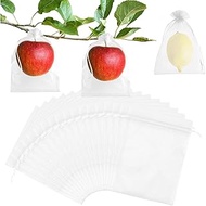 Pack of 20 Grape Protection Bags, 15 x 10 cm, Fruit Protective Bag, Organza Bag with Drawstring, Pla