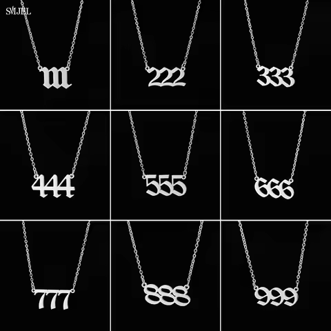 Lucky 777 Angel Number Necklace 111 222 333 444 555 666 888 999 Stainless Steel Number Pendant Neckl