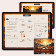淺色 夕陽油畫風 無時效日程本/2025電子手帳/每日跳轉/Goodnotes
