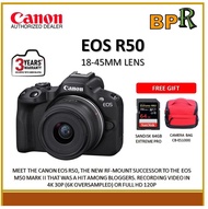 Canon EOS R50 Mirrorless Camera with 18-45mm STM Lens (Black) // EOS R50 Body Only (White) - Origina