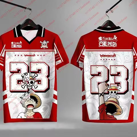 One Piece Japan Soccer Jersey Men Anime Football T-shirt Sport Tee 5 Gear Luffy Japan Football Polo 