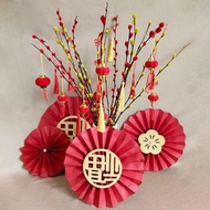 GANTUNGAN MERAH Jc Acc Hanging Lanterns CNY Chinese New Year Decorations/Mini Velvet Velvet Velvet Lanterns Mei Hua Tree Decorations. Chinese New Year Gong Xi Fa Cai Red Lantern Mini Tree Hanger