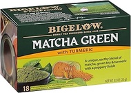 Bigelow Tea Matcha Green Tea with Turmeric, Caffeinated Tea with Turmeric, 18 Count Box (Pack of 6),