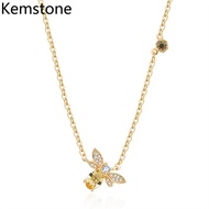 Kemstone Lovely Animal Necklace Citrine Peridot Zircon Setting Little Bee Pendant Enhancers for Wome