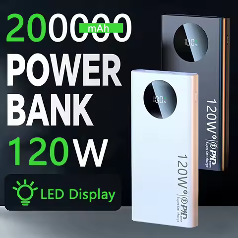 200000mAh Power Bank 120W Super Fast Charging Power Bank High Capacity External Battery With Digital