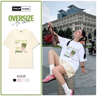 Matcha Yes Please Loose Unisex T-shirt by CHILLUP STUDIO - TC73 Oversize for Men and Women