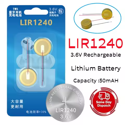 2-10PCSLIR1240 With Line Lithium Battery For Bluetooth Headset Mouse Welding Wire 3.6v Rechargeable 