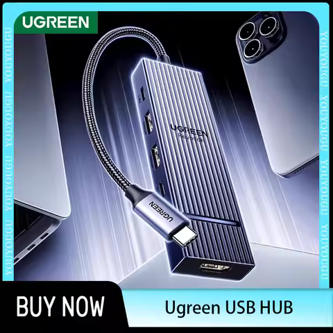 UGREEN 10-in-1 USB HUB 10Gbps SD/TF Type-C to 2HDMI USB3.2 RJ45 PD100W 4K120Hz DP Docking Accessorie