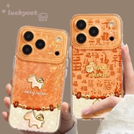 Ins Red Bracelet Golden Horse Phone Case For iPhone 17 16 15 14 13 12 11 Pro Max X Xr Xs Max 7 8 Plu