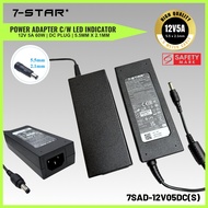 7-STAR* 12V 5A 60W DC Power Adapter c/w LED Indicator DC5.5*2.1*12mm | 1.5M Cable | SAFETY MARK Adap