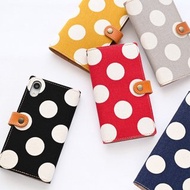 智慧型手機殼 相容於所有型號 筆記本 [我喜歡圓點 - 真皮材質] 帆布圓點 真皮 真皮 純國產手機殼 iPhone Xperia AA01K
