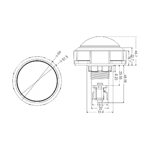 AED7-5X Arcade Buttons 60Mm Dome 2.36 Inch LED Push Button With Micro-Switch For Arcade Machine Vide