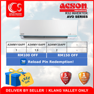 ACSON Air Conditioner / Air Cond AVORY Wall Mounted Inverter Series R32 1.0HP/1.5HP/2.0HP A3WMY10APF/15APF/20APF + ECO COOL + Plusma + 5 STAR Energy Saving with WIFI Adapter Deliver by Seller (Klang Valley area only)