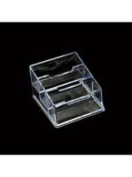1入組亞克力名片盒和透明卡片儲存架，3層桌面名片展示，適用於辦公桌和櫃台