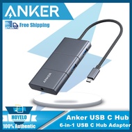 Anker USB C Hub, PowerExpand 6-in-1 USB C Hub Adapter, with 4K 60Hz HDMI and DP , 100W Power Delivery, USB-C and 2 USB-A Data Ports, 3.5mm Audio, microSD and SD Card Reader