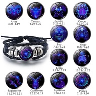 【Ready/COD】12 Zodiac Signs Constellation Luminous Bracelet for Women Men Braided Bangle