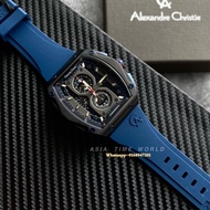 *Ready Stock*ORIGINAL Alexandre Christie 6608MCRUBBU Quartz Blue FKM Rubber Strap Chronograph Men’s 