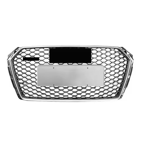 For RS4 Style Front Sport Hex Mesh Honeycomb Hood Grill Silver for Audi A4/S4 B9 2017-2019 Car Acces