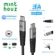 USB-C เป็น USB-C 3A/60W สายชาร์จเร็ว MINTHOUZ [1-Pack 3ft] Type C สายชาร์จเข้ากันได้กับ Google Pixel