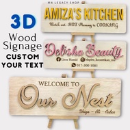 CUSTOM SIGNAGE: 3D Font Wood Plate/Signboard- Laser Cutting + Engrave  -Papan Tanda Kayu 3D Font Tul