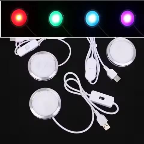1Pc For Bamboo Led Light Parts DIY Model Warm White/Multicoour USB Round Ultra-thin Light For Bambu 