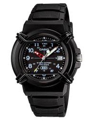 CASIO 防撞桿保護鏡面指針錶 橡膠錶帶 樹脂玻璃 防水100米 日期顯示 HDA-600B-1B