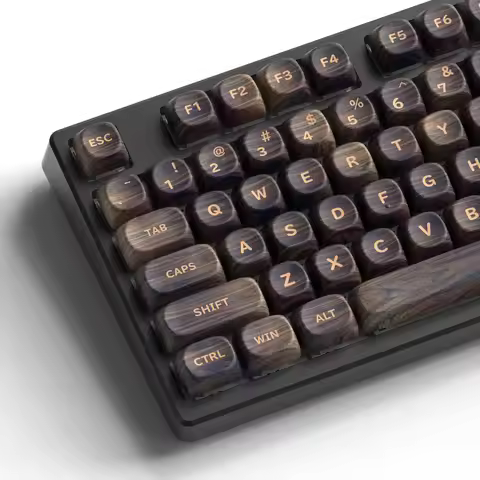 XVX MOA Profile Dark Walnut Wood Theme PBT Customs Dye Sub Keycaps for 61/87/104 Cherry MX Gaming Me