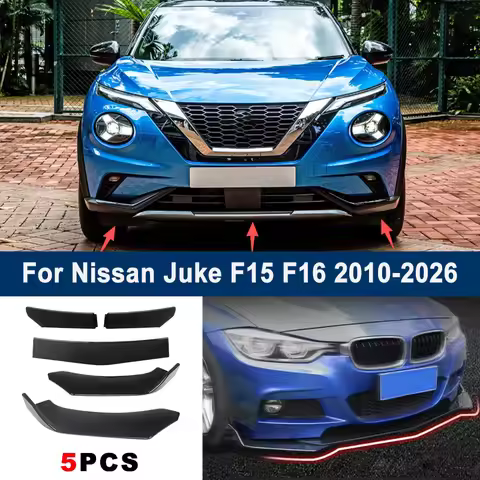 For Nissan Juke F15 F16 2010-2026 model, adjustable 5PCS front bumper lip spoiler protection decorat