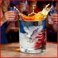 Alcohol Glasses America 250th Eagle Glassware Wide Base Liquor Whiskey Glass for Men Dad Husband Bra