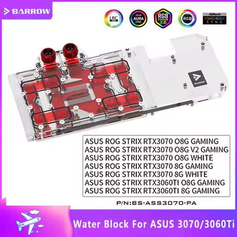Barrow GPU Water Cooling Block For ASUS ROG STRIX RTX 3070 O8G GAMING / WHITE / 3060 Ti PC Water Coo