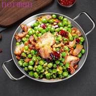 NORMAN Frying Pan, Stainless Steel BBQ Plate Dry Pot, Durable Salad Bowl Round 22/24/26/28/30cm Hot Pot