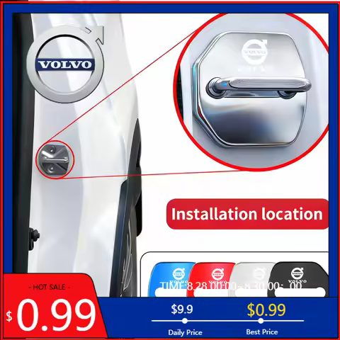2026 Hot For Volvo Steering Covers 4Pcs Stainless Steel Car Door Lock Buckle Protection Cover For Vo