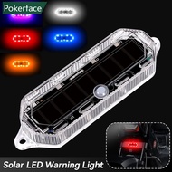 POKERFACE Solar Power Mortorcycle Car LED Warning Light Night Ride Tail Light Anti-rear Strobe Light
