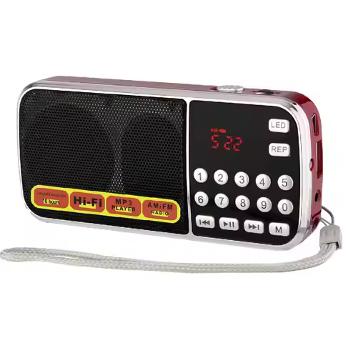EONKO L-088AM Super Bass Dual Band AM/FM Radio King Supports TF USB AUX Flashlight Rechargeable Batt