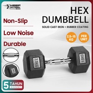 Rubber iron hexagonal dumbbell 2.5/5/7.5/10/12.5/15 kg Dumbel Gym Equipment 啞鈴